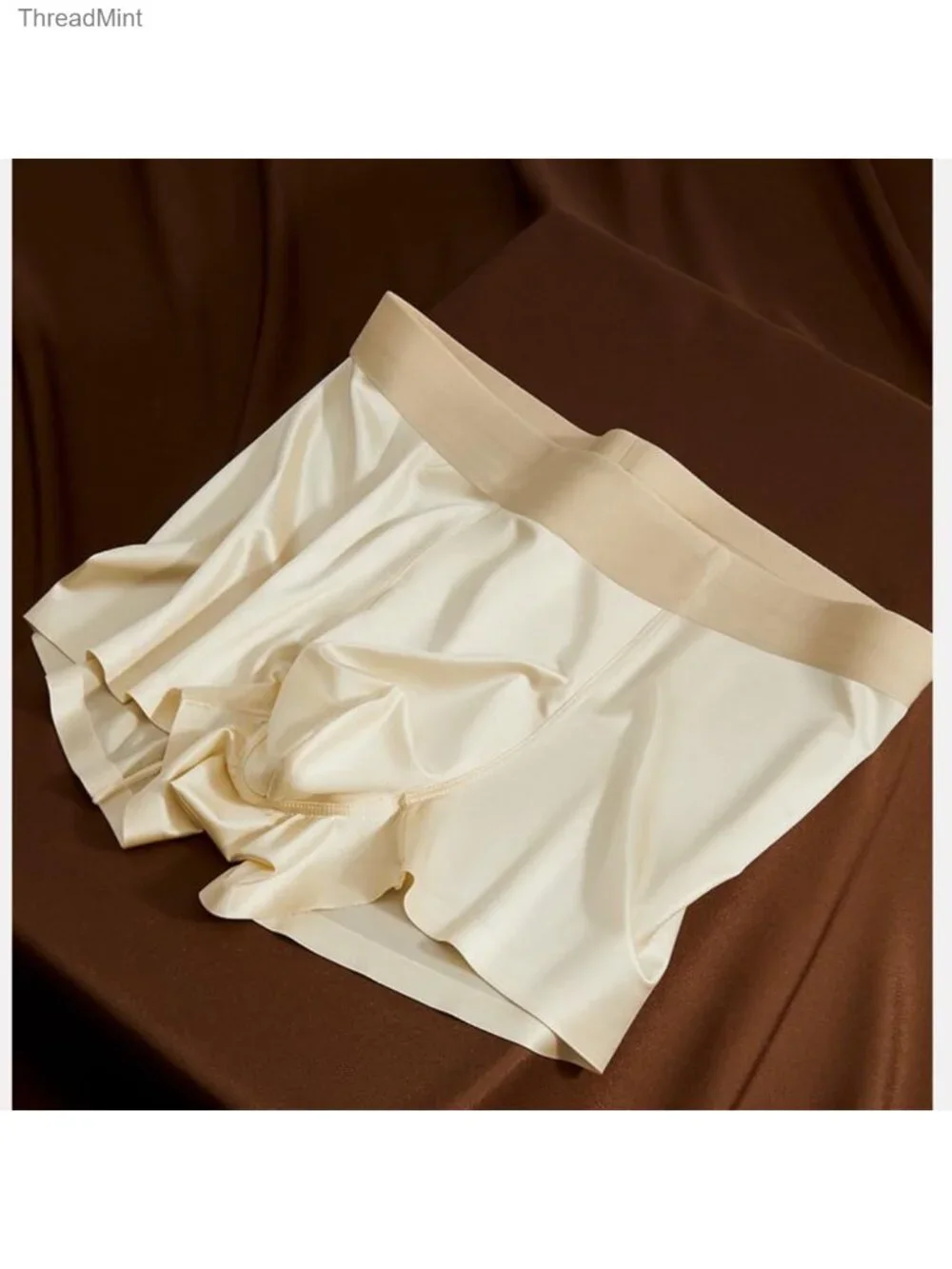 Satin Silk Boxer Briefs Seamless Breathable Mid Waist Underwear